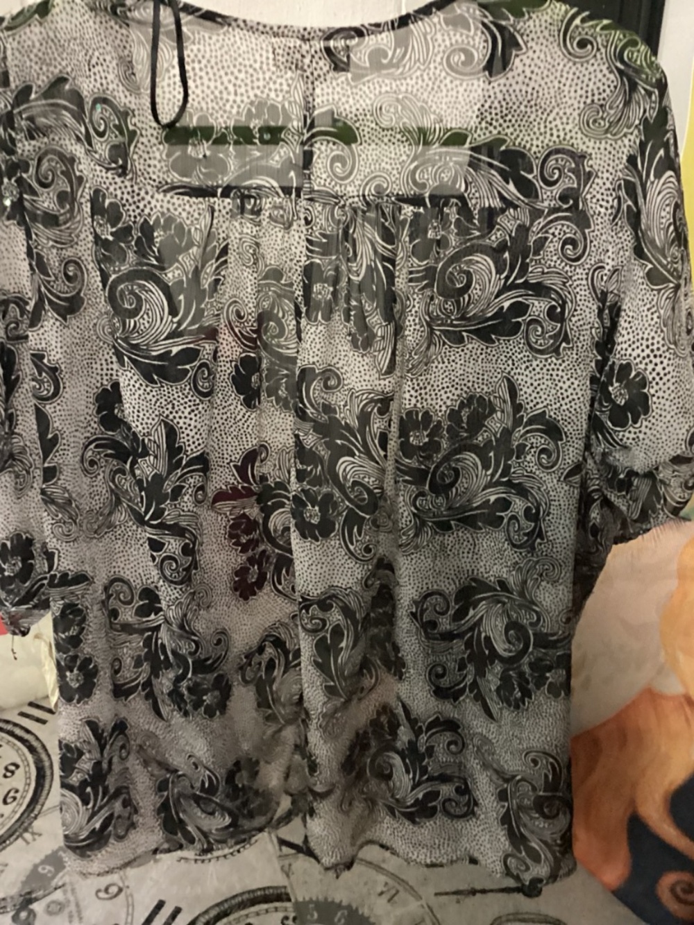 ONE WORLD Mint Paisley  free sleeve  Top size 3 x - Picture 2 of 6
